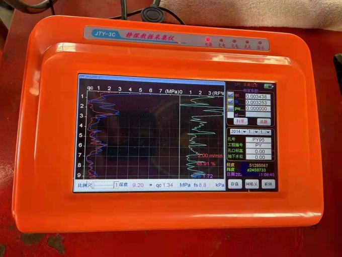 Máquina de anclaje CPT de penetrómetro de cono estático de tipo Cralwer para ensayo de datos QC, FS,U de la capacidad de carga de la base