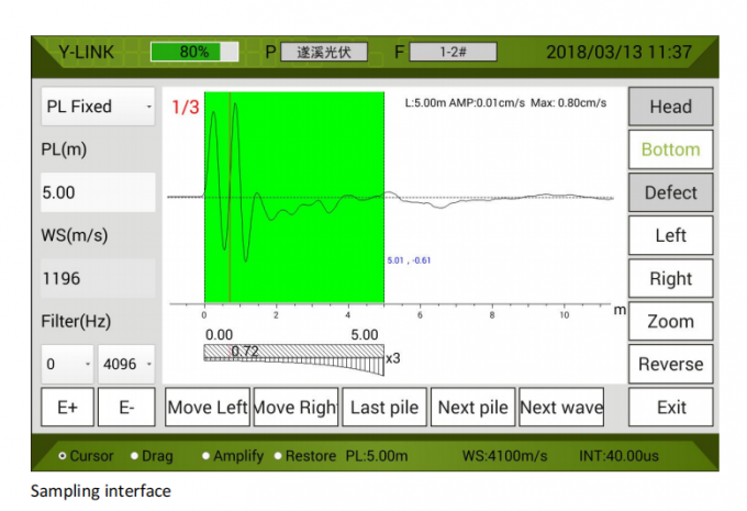 Tester de integridad de las pilas ASTM D5882 (tester dinámico de pilas de baja tensión)
